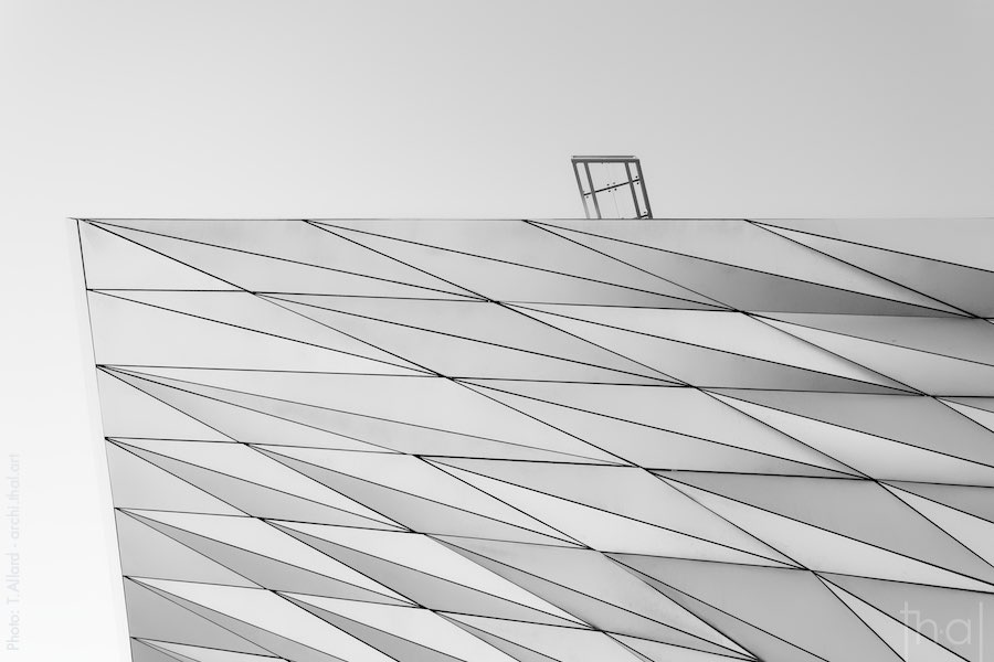 Vue minimaliste de la structure 3D du Musée des Confluence
