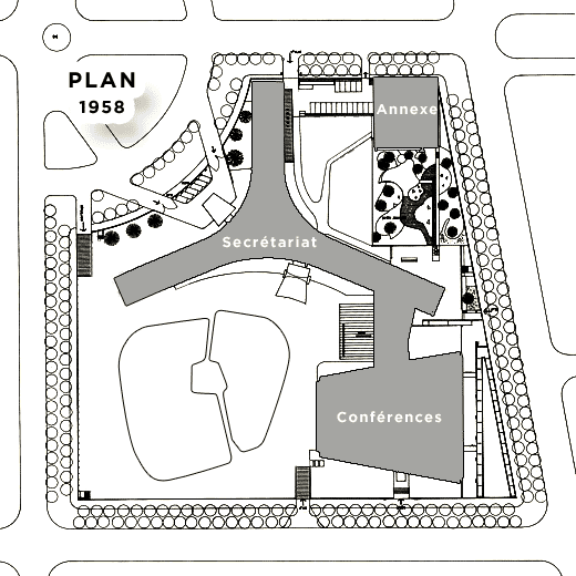 Plan du site de UNESCO en 1958 à Paris
