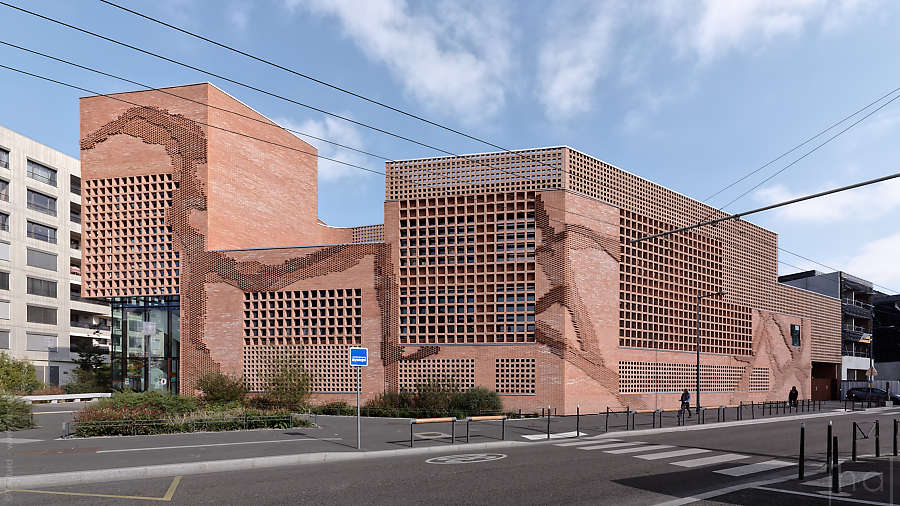 West facade of the Simone Veil school in Villeurbanne