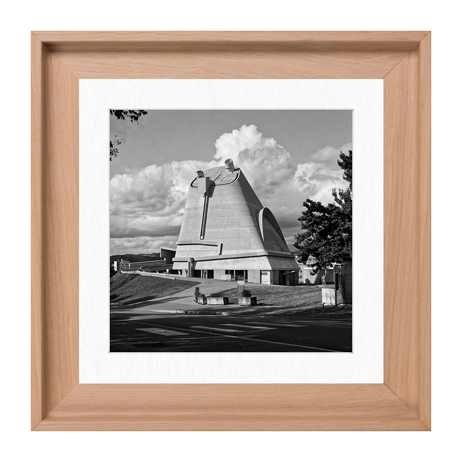 Black and white architectural fine art print, Le Corbusier church in Firminy