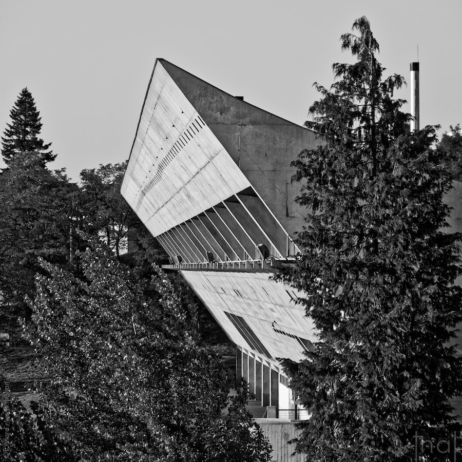 Sloping west facade of the Maison de la Culture in Firminy