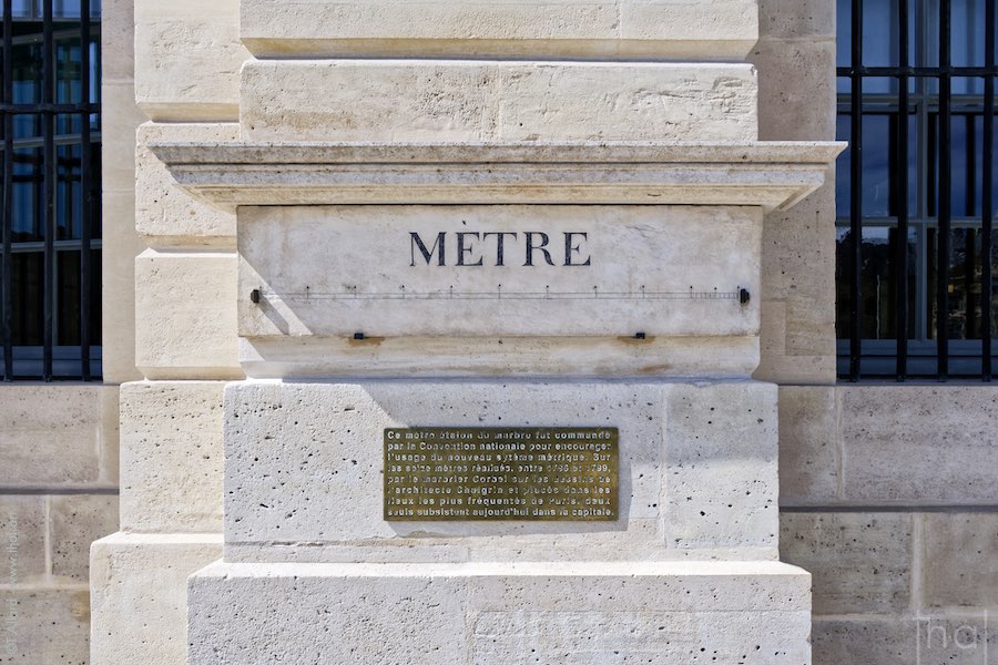 Marble metre template at 13 place Vendôme, Paris