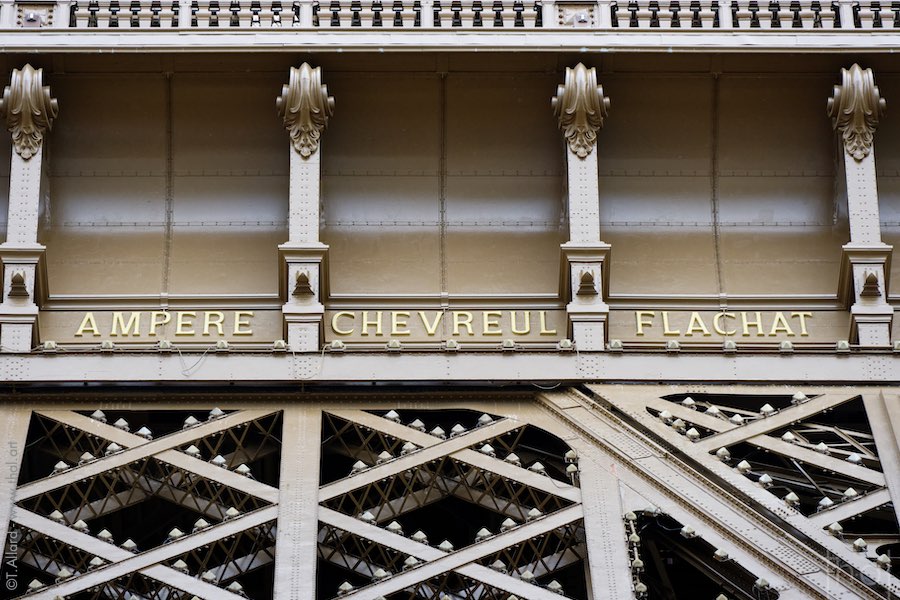 Names of French scientists on the Eiffel Tower perimeter