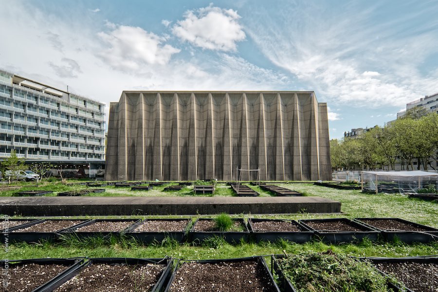 Pavillon des conférences brutaliste de l'UNESCO à Paris