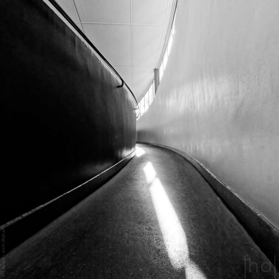 Le Corbusier's access ramp in black and white