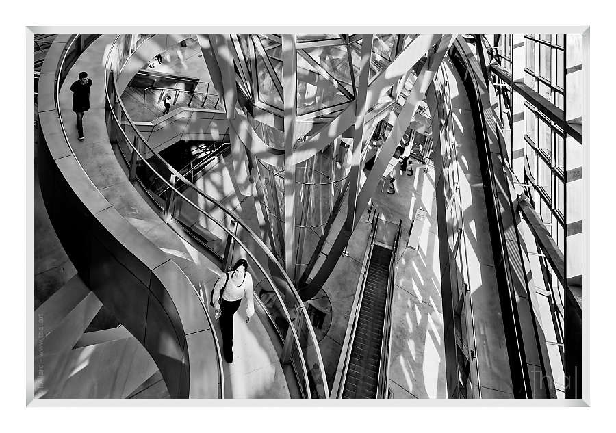 Interior access ramp at the Confluence Museum in Lyon