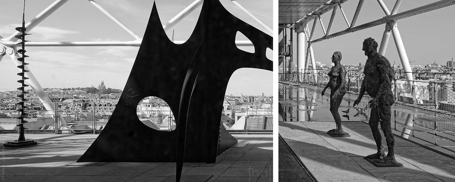 2 terrasses de chaque coté du musée d'art moderne du Centre Pompidou