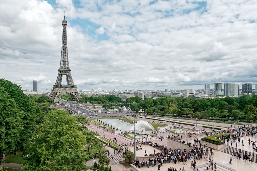 Tour Eiffel vue en hauteur à partir du Trocadéro