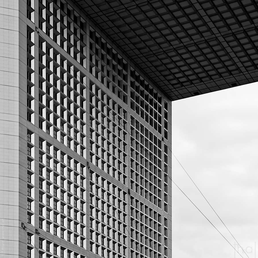 Paroi verticale avec caissons de la Grande Arche