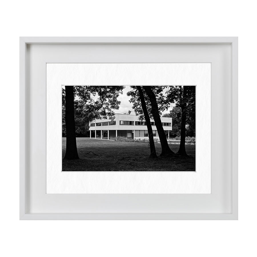 Black and white fine art print of architecture, Villa Savoye Le Corbusier